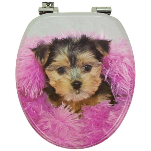 Sedile Wc Copri Vater Universale Frizionato Fantasia In Mdf Chiusura Rallentata *** Fantasia : Pink Dog - Foto 2