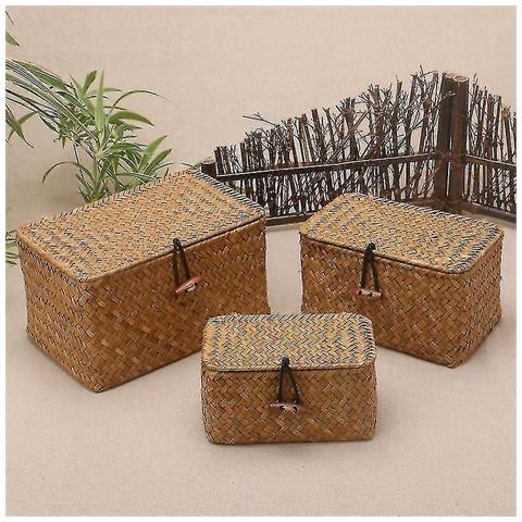 SLD Scatola Di Stoccaggio Di Tessitura Rattan Ecologica Con Coperchio (l)