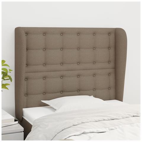 Testiera Ad Orecchio Tortora 93x23x118/128 Cm In Tessuto - Foto 7