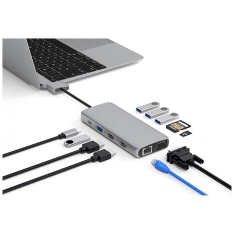 Usb-c Dual Usb-c Dock Usb 3.2 Gen 1 (3.1 Gen 1) Type-c 5000 Mbit /s Alluminio, Metallico - Foto 3