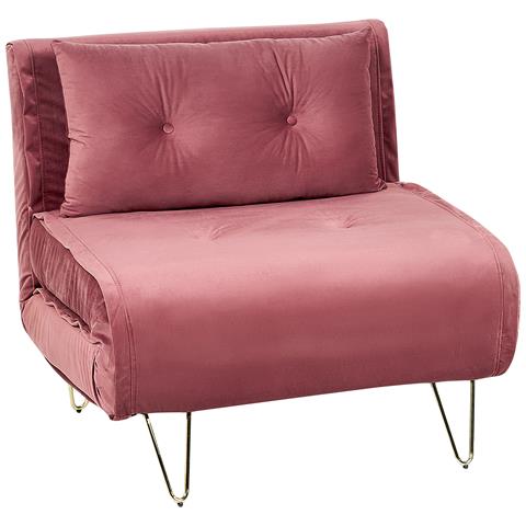 Divano Letto Singolo Vestfold Velluto Rosa - Foto 2