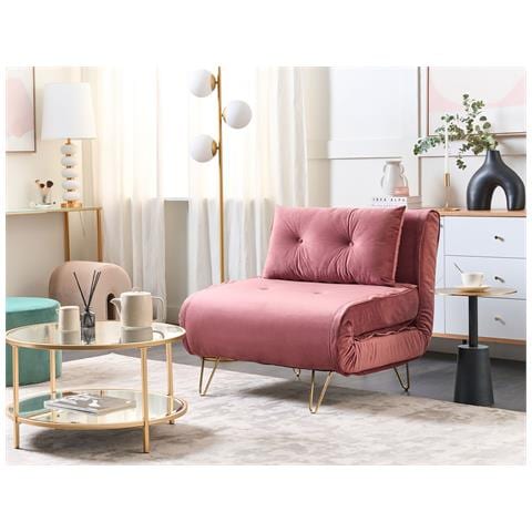 Divano Letto Singolo Vestfold Velluto Rosa - Foto 6