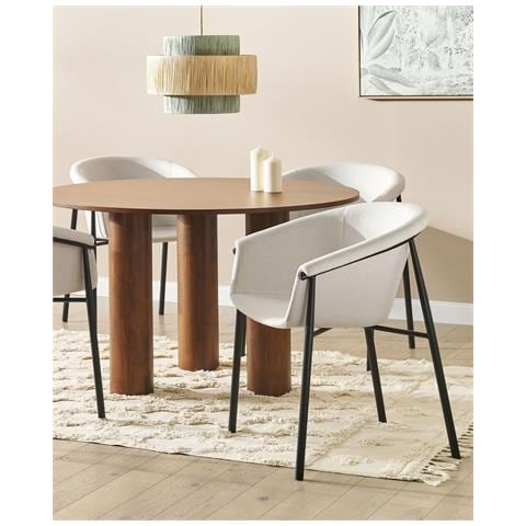 Set Di 2 Sedie Da Pranzo Tessuto Beige Ames - Foto 1