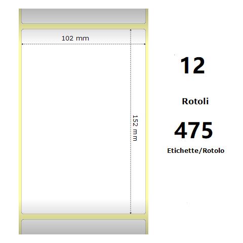 White 102x152mm, 475 Et /rotolo Z-2000d 4x6x1 Core, 12 Rolls - Foto 1