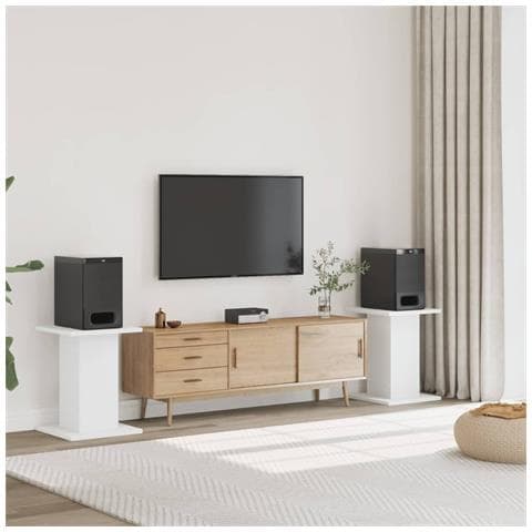 Supporti Altoparlanti 2 Pz Bianchi 30x30x40cm Legno Multistrato - Foto 1