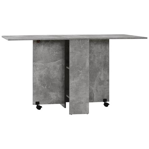 Tavolo Pieghevole In Legno Per 4-6 Persone Con Ruote, 75x140x74cm, Grigio - Foto 1