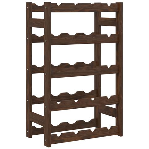 Portabottiglie Per 20 Bottiglie Marrone Legno Massello Di Pino - Foto 1
