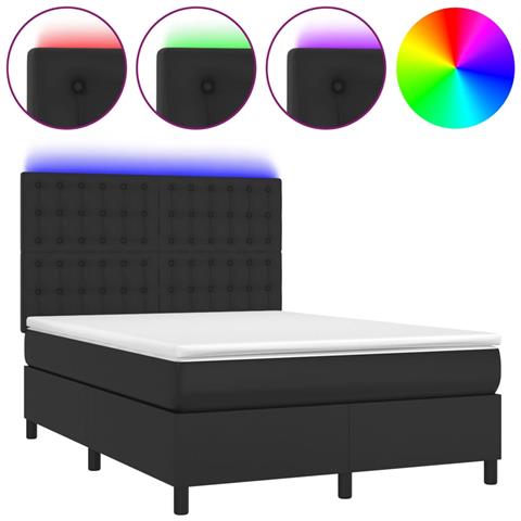 Giroletto A Molle Con Materasso E Led Nero 140x200cm Similpelle - Foto 1