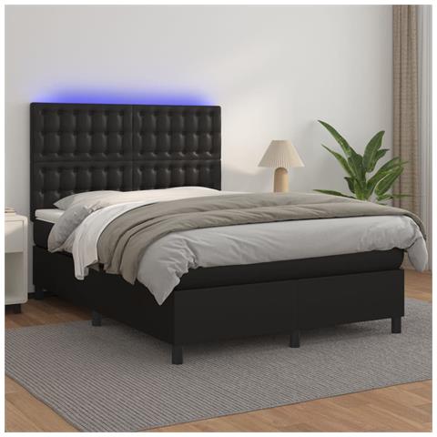 Giroletto A Molle Con Materasso E Led Nero 140x200cm Similpelle - Foto 8