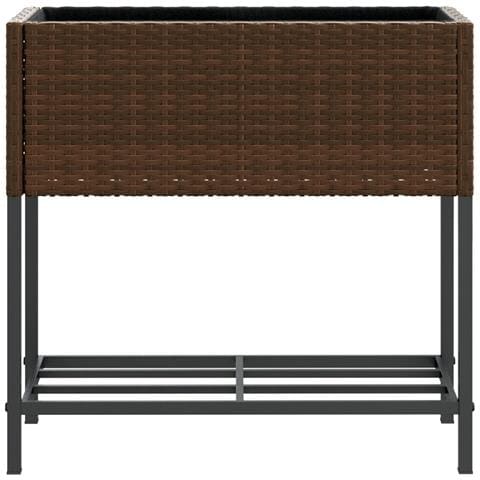 Fioriere Giardino con Ripiani 2pz Marroni 70x28x70cm Polyrattan - Foto 2