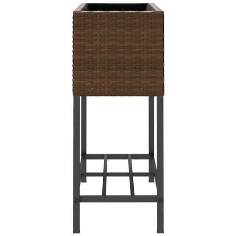 Fioriere Giardino con Ripiani 2pz Marroni 70x28x70cm Polyrattan - Foto 10