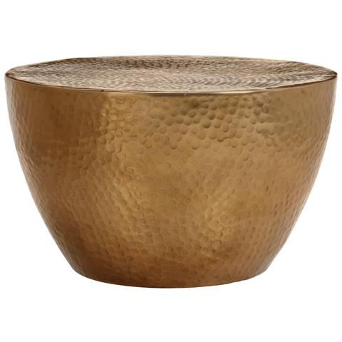 Tavolino Da Salotto In Alluminio Martellato 50x30 Cm Ottone - Foto 2