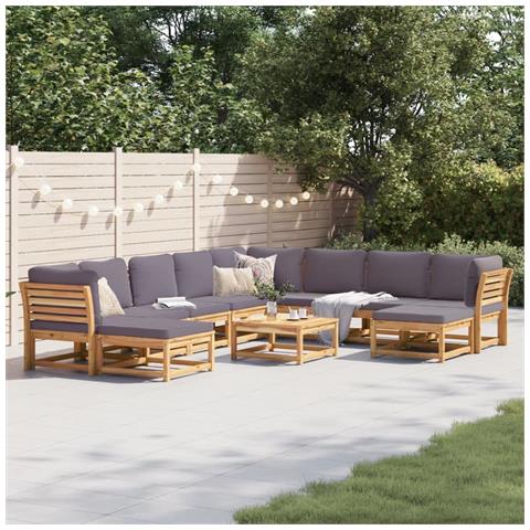 Set Salotto Da Giardino 11 Pz Con Cuscini Legno Massello Acacia - Foto 1