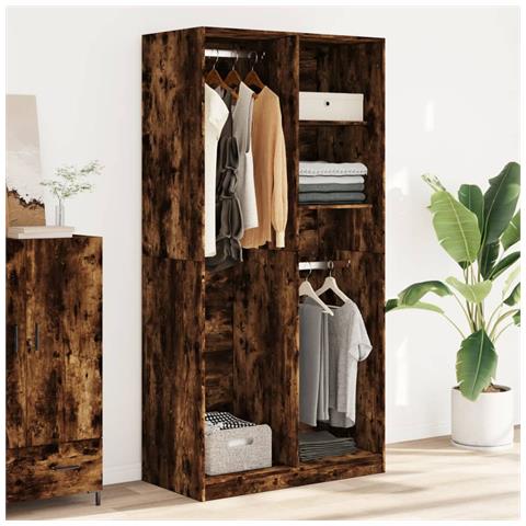 Armadio Rovere Fumo 100x50x200 Cm In Legno Multistrato - Foto 3