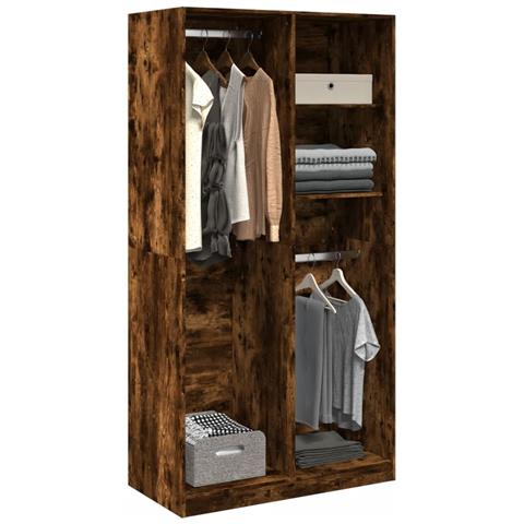 Armadio Rovere Fumo 100x50x200 Cm In Legno Multistrato - Foto 1