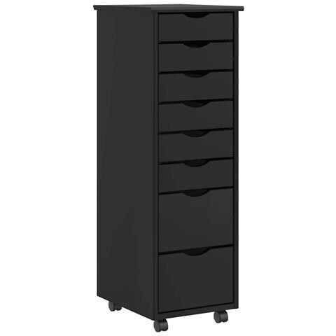 Armadietto Rotante Con Cassetti Moss Nero Legno Massello Pino - Foto 1