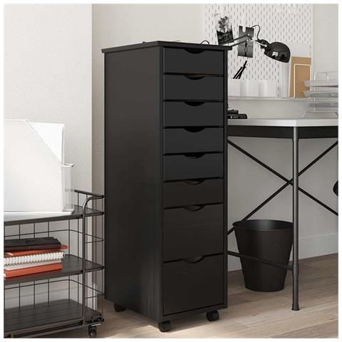 Armadietto Rotante Con Cassetti Moss Nero Legno Massello Pino - Foto 2