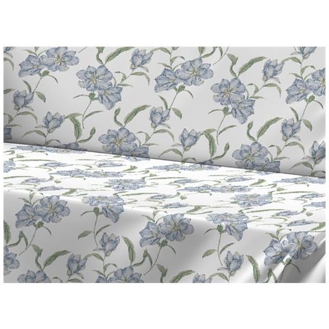 Telo Arredo Granfoulard Copritutto Salvadivano 100% Cotone Dis. Magnolia Matrimoniale Azzurro - Foto 2