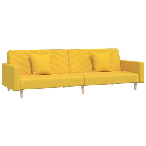 Divano Letto a 2 Posti con 2 Cuscini Giallo in Tessuto - Foto 1