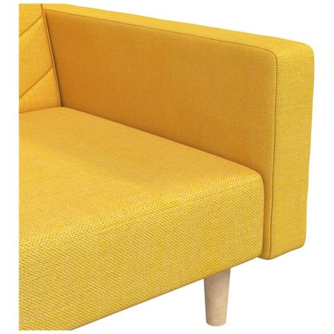 Divano Letto a 2 Posti con 2 Cuscini Giallo in Tessuto - Foto 9