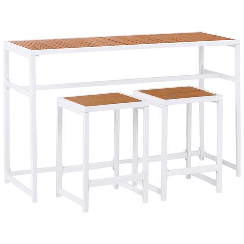 Set Bar Da Giardino 2 Posti Avetrana Metallo Marrone /bianco - Foto 2