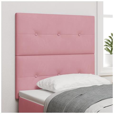 Testiera imbottita a bottoni Rosa 90 cm in Velluto - Foto 2