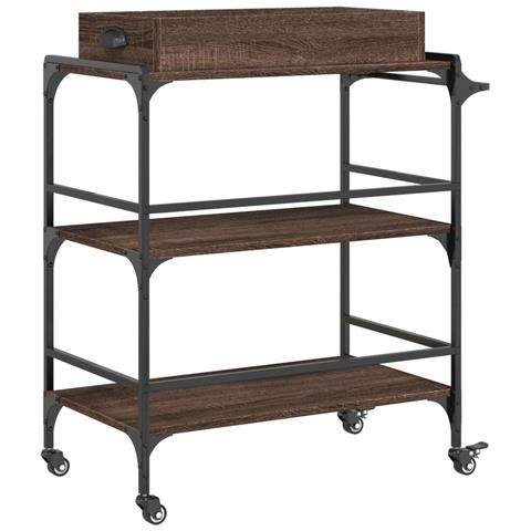 Carrello Cucina Rovere Marrone 81,5x41x92,5cm Legno Multistrato - Foto 9