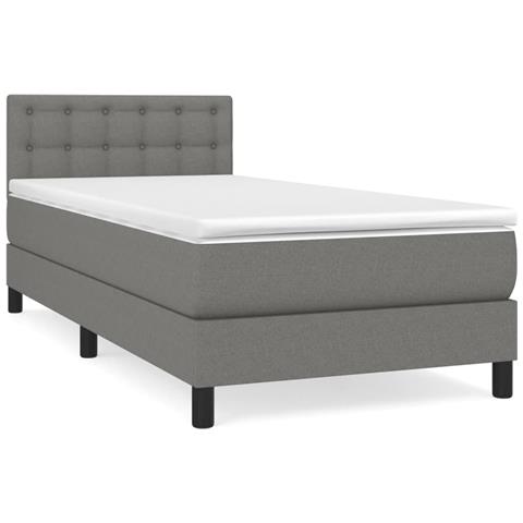 Giroletto a Molle con Materasso Grigio Scuro 100x200 cm Tessuto - Foto 1