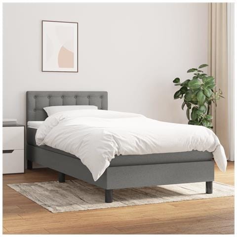 Giroletto a Molle con Materasso Grigio Scuro 100x200 cm Tessuto - Foto 2