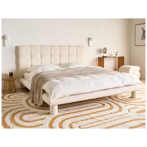 Letto Bouclé Cressat 180 X 200 Cm Bianco Sporco - Foto 1