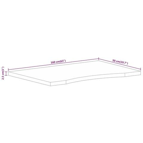 Piano Scrivania con Curva 160x50x2,5cm Massello Grezzo di Mango - Foto 8