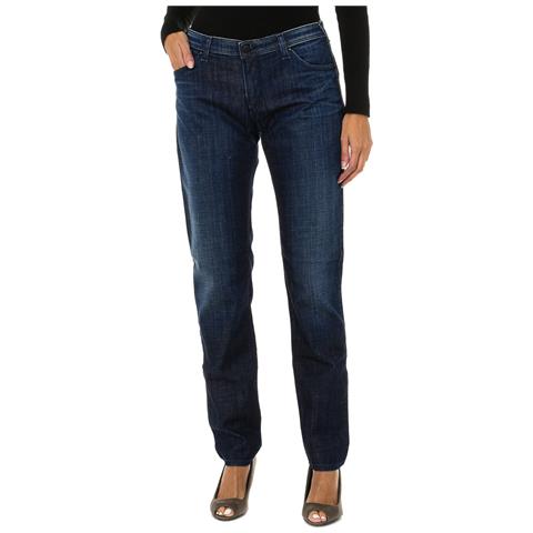 Pantaloni Lunghi In Denim Effetto Consumato 6y5j28-5d30z Donna - Foto 1