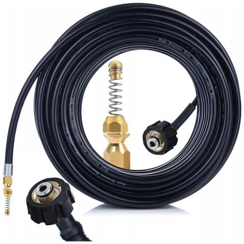 Tubo Flessibile Per Pulizia Fognature 10m - Compatibile Con Idropulitrici Kärcher Hd /hds M22x1,5 | Ottone, 60°c, 200 Bar - Foto 1