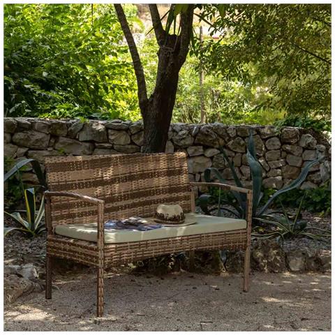 Panchina In Rattan Grigio 110x55x85 - Foto 2