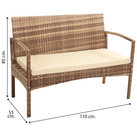 Panchina In Rattan Grigio 110x55x85 - Foto 6