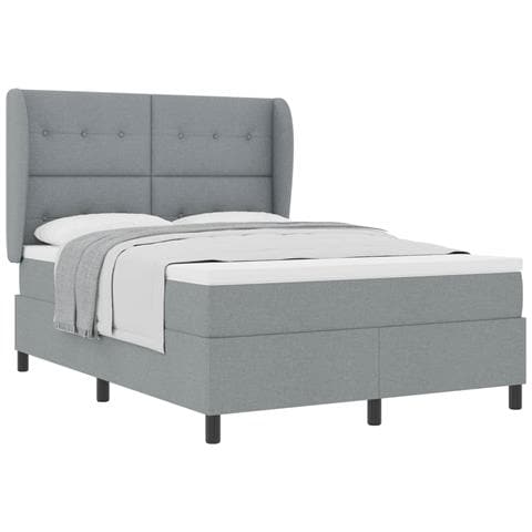Letto a molle con materasso Grigio chiaro 160 x 200 cm Tessuto - Foto 1