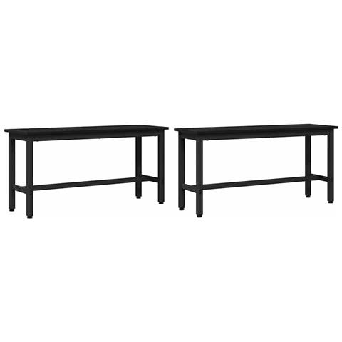 Panchina da pranzo 2 pcs Rovere Nero 100 x 32,5 x 48,5 cm - Foto 1