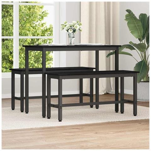 Panchina da pranzo 2 pcs Rovere Nero 100 x 32,5 x 48,5 cm - Foto 2