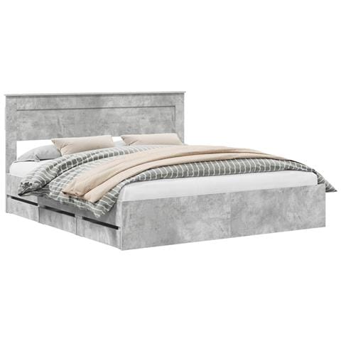 Struttura del letto con cassetto Grigio cemento 200 x 200 cm - Foto 1