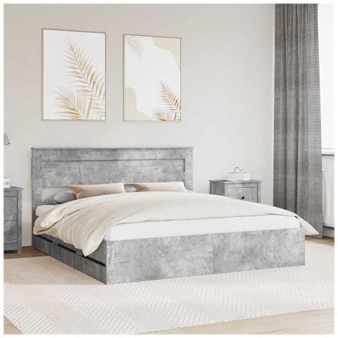 Struttura del letto con cassetto Grigio cemento 200 x 200 cm - Foto 2
