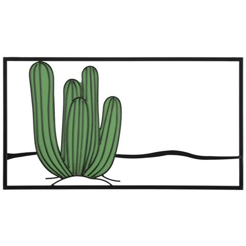 Pannello Da Muro Cactus In Ferro Multicolor, 60x33 Cm - Foto 1