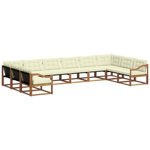Set di divani da esterno con cuscino 10 pcs Naturale e Crema - Foto 1