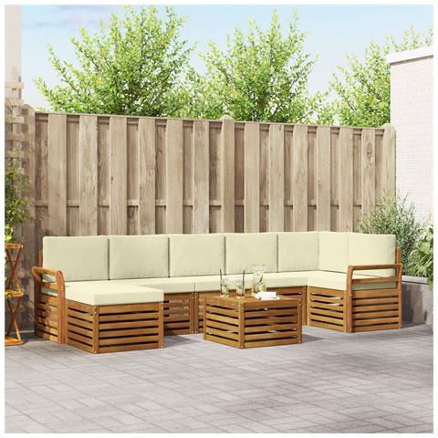 Set divani 8 pcs Naturale e Crema Legno di Acacia Massello - Foto 2