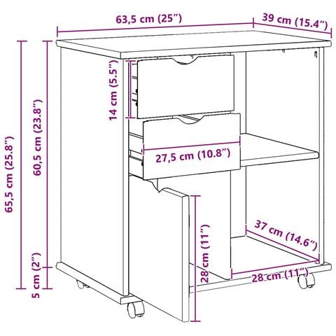 Mobile con Ruote con ruota Marrone 63,5 x 39 x 65,5 cm - Foto 9