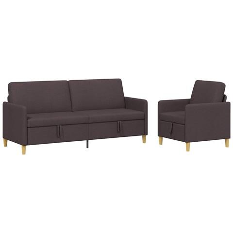Set di Divani con Storage 2 pcs Marrone Scuro Poliestere - Foto 1