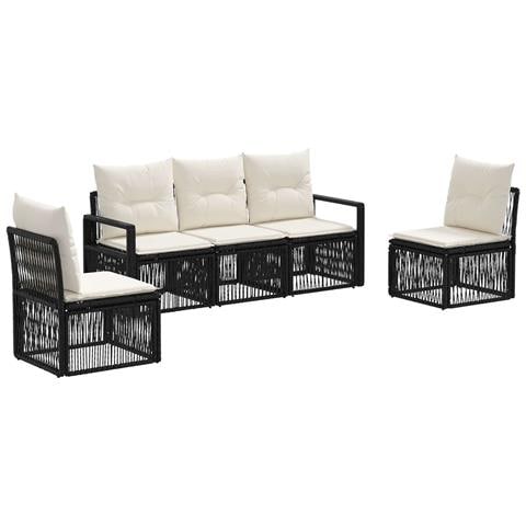 Set Divano da Giardino 5 pcs Nero polyrattan - Foto 1