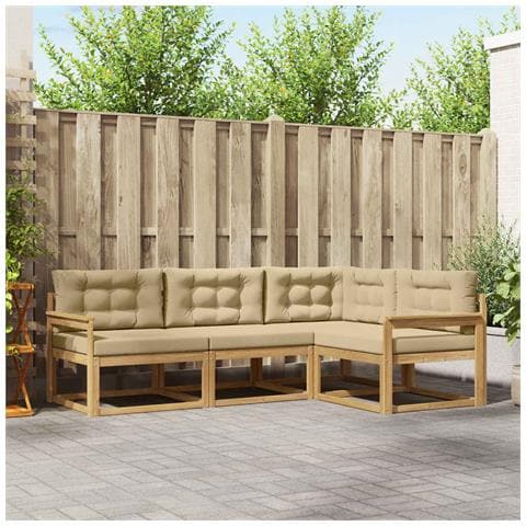 Set di divani da esterno 3 pcs Bianco e Beige Poliestere - Foto 2