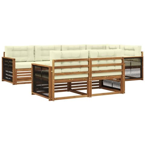 Set di divani da esterno con cuscino 7 pcs Naturale e Crema - Foto 1