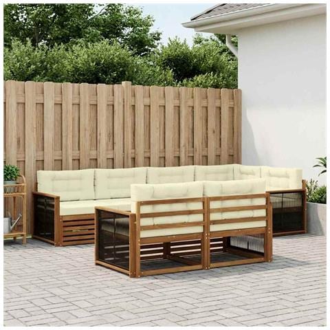 Set di divani da esterno con cuscino 7 pcs Naturale e Crema - Foto 2
