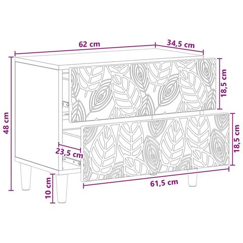 Comodino Nero 62 x 34,5 x 48 cm Legno ingegnerizzato - Foto 8